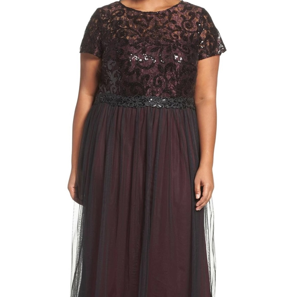 Brianna Sequin Lace & Tulle Gown (Plus Size)